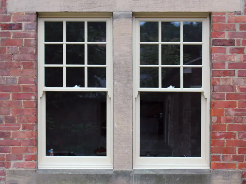 2 timber vertical sliding windows side by side installed in newbury by premier home improvements